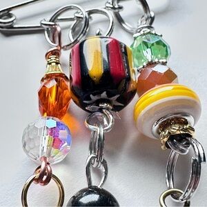 Brooch | Hand Crafted | Glass Beaded |  Pin Artisan Multicolor Wire-Wrapped OOAK